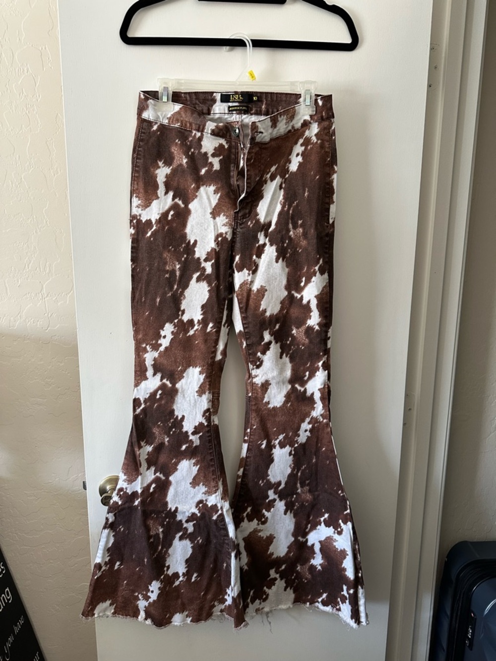 Lucky & Blessed High Rise Brown and White Cowprint Flare Jeans